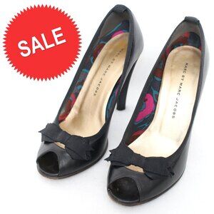 Marc by Marc Jacobs Black Leather Peep Toe Heel Pumps Sz 36.5